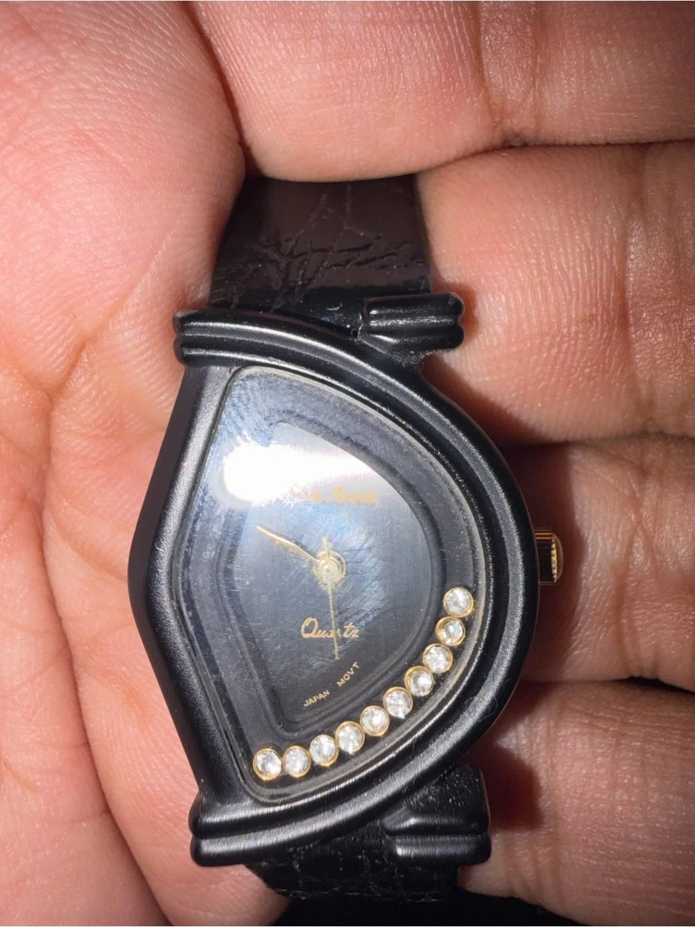 Esta Rossa Women's Black Teardrop Watch with Crystal Accents